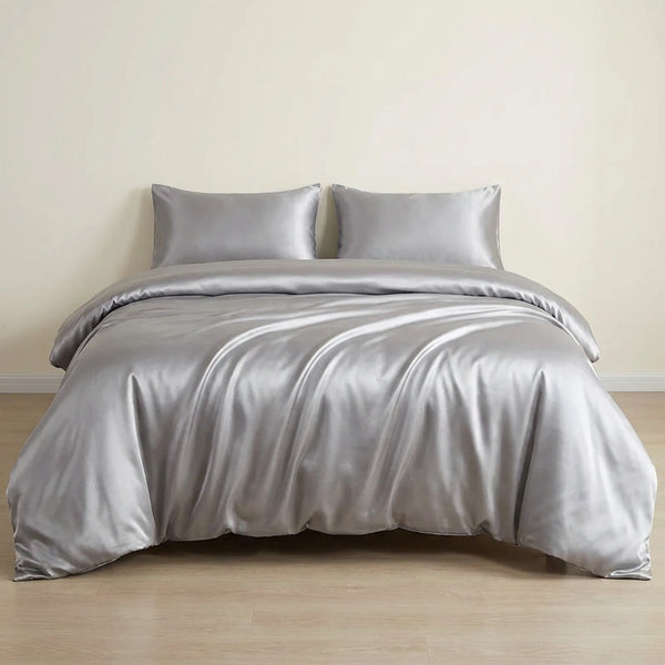 Housse de couette en soie de mûrier Grigio argento - Grade 6A OEKO-TEX