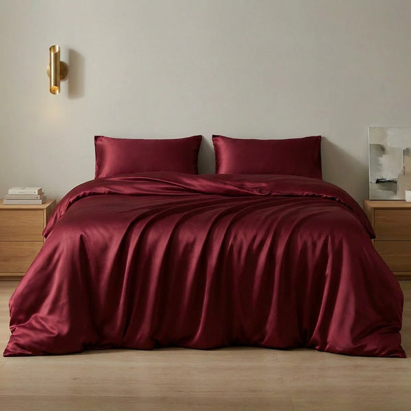 Housse de couette en soie de mûrier Rosso vino - Grade 6A OEKO-TEX
