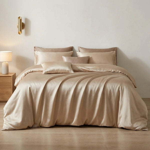 Housse de couette en soie de mûrier Champagne - Grade 6A OEKO-TEX